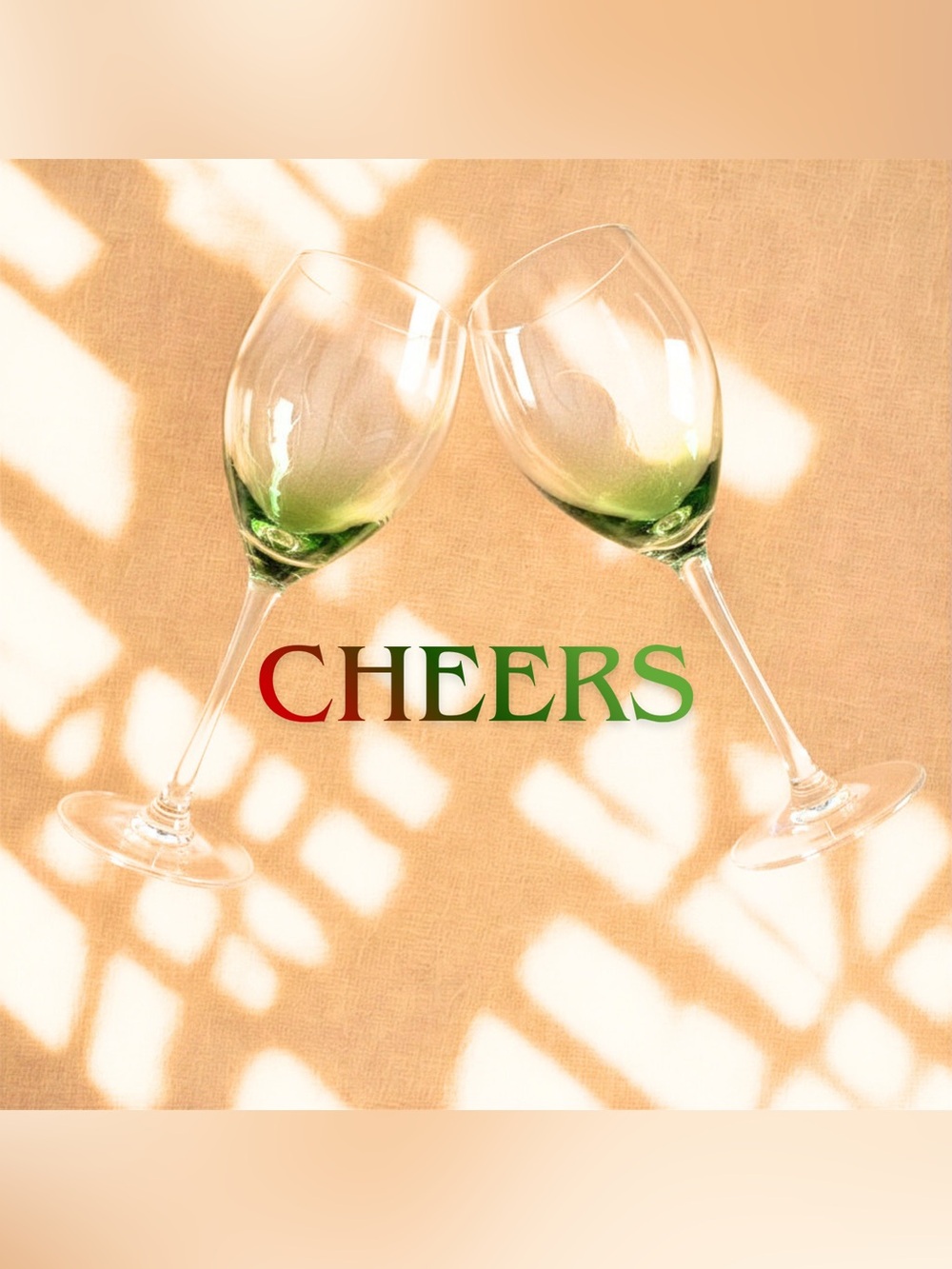 Vintage Pair Green Wine Glasses Retro Clear Bowl with Stem